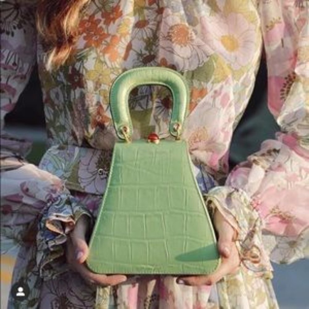 💕STAUD💕 Kenny Bag Pistachio Crocodile Embossed - Picture 7 of 16